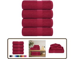 vidaXL Gastendoekjes - 4 stuks - 30x50 cm - Bordeauxrood Gastendoekjes - Handdoekjes - Badhanddoeken - Katoen Handdoeken - Bordeau Rood
