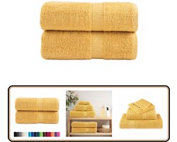 vidaXL Gastendoekjes SOLUND - 2 stuks - 30x30 cm - Goud Gastendoekjes - Keukenhandschoenen - Badstof - Gouden Kleur - Katoen