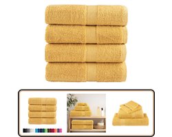 vidaXL Gastendoekjes SOLUND - 4 stuks - 30x30 cm - Goud Gastendoekjes - Badhanddoeken - Katoenen Handdoeken - Gouden Handdoeken - Absorptievere Handdoeken