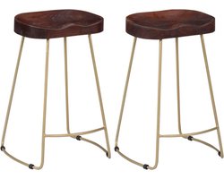 vidaXL - Gavin - barkrukken - 2 - st - massief - mangohout