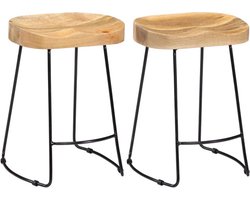 vidaXL - Gavin - barkrukken - 2 - st - massief - mangohout