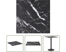 vidaXL Gehard Glas - Tafelblad - Tafelblad 30x30 cm 6 mm gehard glas met marmeren design zwart - Marmerdesign - Zwart - Eetkamerstoel
