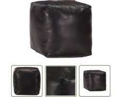 vidaXL Geitenleer - Poef - Poef 40x40x40 cm echt geitenleer zwart - Lederen Poef - Salontafel - Stoere Meubels