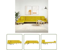 vidaXL Gele L-vormige Fluwelen Slaapbank Slaapbank - L-vormig Sofa - Hoekbank - Tweepersoons Bank - Lounge Bank