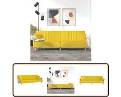 vidaXL Gele Slaapbank met Kussens en Armleuningen Slaapbank - Sofa Bed - Comfortabele Bank - Gele Bank - Stoffen Bank