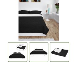 vidaXL Gequilt Bedsprei - Microfiber Bedsprei - Bedsprei dubbelzijdig 220x240 cm quilt zwart en wit - Katoenen Bedsprei - Dubbele Zijde Bedsprei - Winter Bedsprei