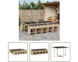 vidaXL Gereedschapset - Dynamische Sleutel - 11-delige Tuinset met kussens poly rattan gemengd beige - Drapers Tools - Klikmechanisme - Torque Wrench