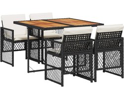 vidaXL Gereedschapset - Dynamische Sleutel - 5-delige Tuinset met kussens poly rattan zwart - Drapers Tools - Klikmechanisme - Torque Wrench