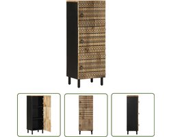 vidaXL Gereedschapset - Dynamische Sleutel - Hoge kast 40x33,5x110 cm massief ruw mangohout - Drapers Tools - Klikmechanisme - Torque Wrench