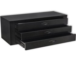 vidaXL Gereedschapskist met 3 lades - Zwart Metaal Gereedschapskist - Metalen Kast - Gereedschapsschuif - Tool Box - Industriële Design