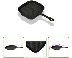 vidaXL Gietijzeren Pan - Grillpan - Grillpan gietijzer 24x23 cm - Barbecue Pan - Grillen - Gerecht Voorbereiden