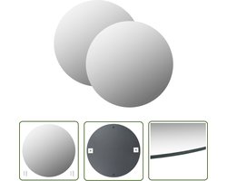vidaXL Glas Spiegel - Wandspiegel - Wandspiegels 2 st rond 50 cm glas - Design Spiegel - Minimalistisch Spiegel - Zilver Spiegel