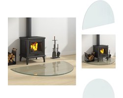 vidaXL Glasplaat Openhaard - Glasplaten Openhaard - Glasplaat Onder Kachel - Kachel Glasplaat - Glasplaat voor open haard halfrond 1000x600 mm