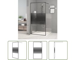 vidaXL Glazen Douchedeur - Inloopdouchewand - Inloopdouchewand 100x195 cm transparant ESG-glas zwart - Douchecabine - Badkamerspiegel - Badkamermeubilair
