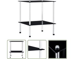 vidaXL Glazen Kast - Vitrinekast - Kastje 2-laags 40x40x47 cm gehard glas zwart - Display Case - Opslagruimte - Woonaccessoires
