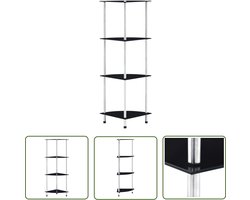 vidaXL Glazen Kast - Vitrinekast - Kastje 4-laags 30x30x100 cm gehard glas zwart - Zwarte Kast - Opbergkast - Woonaccessoires