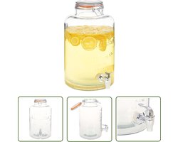 vidaXL Glazen Waterdispenser - Waterdispenser - Waterdispenser XXL met kraan 8 L glas transparant - Waterkoker - Drinkserver - Party Essentials