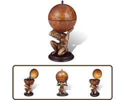 vidaXL Globebar Atlas - 4 vakken - 42x42x85 cm Globebar - Wijnkast - Servieskast - Vintage - Atlas