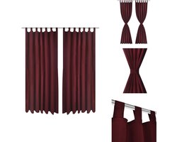 vidaXL Gordijn - Gordijnen - Vitrage - Vitrages - Micro-Satijnen Gordijnen met Ringen 140 x 245 cm 2 stuks (Wijnrood)