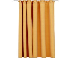 vidaXL - Gordijn - linnen-look - verduisterend - met - haken - 290x245 - cm - geel