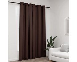 vidaXL - Gordijn - linnen-look - verduisterend - met - ogen - 290x245 - cm - taupe