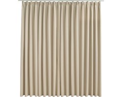 vidaXL - Gordijn - verduisterend - met - haken - 290x245 - cm - beige