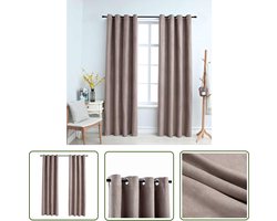 vidaXL Gordijn verduisterend met metalen ringen 2 st 140x175 cm taupe - Gordijnen - Suede Touch - Taupecleur - Woon Accessoires - Gordijn Roede
