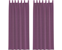 vidaXL - Gordijnen - met - lussen - 2 - st - 140x260 - cm - paars