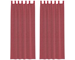 vidaXL - Gordijnen - met - lussen - 2 - st - 140x260 - cm - wijnrood