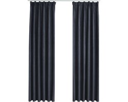 vidaXL - Gordijnen - verduisterend - met - haken - 2 - st - 140x225 - cm - antraciet