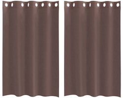 vidaXL - Gordijnen - voile - met - doorvoertules - 2 - st - 140x175 - cm - bruin