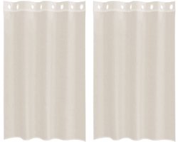 vidaXL - Gordijnen - voile - met - doorvoertules - 2 - st - 140x175 - cm - crèmekleurig