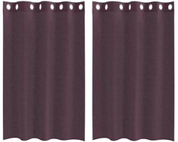 vidaXL - Gordijnen - Voile - met - doorvoertules - 2 - st - 140x175 - cm - paars