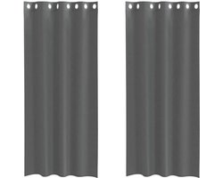 vidaXL - Gordijnen - voile - met - doorvoertules - 2 - st - 140x225 - cm - donkergrijs