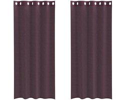 vidaXL - Gordijnen - voile - met - doorvoertules - 2 - st - 140x225 - cm - paars
