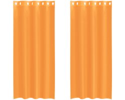 vidaXL - Gordijnen - voile - met - doorvoertules - 2 - st - 140x245 - cm - oranje