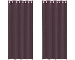 vidaXL - Gordijnen - voile - met - doorvoertules - 2 - st - 140x245 - cm - paars