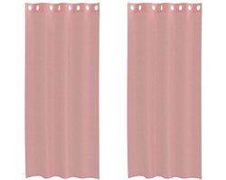 vidaXL - Gordijnen - voile - met - doorvoertules - 2 - st - 140x245 - cm - roze