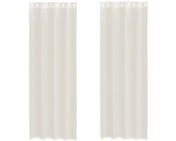 vidaXL - Gordijnen - Voile - met - doorvoertules - 2 - st - 140x300 - cm - crème