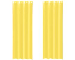 vidaXL - Gordijnen - voile - met - doorvoertules - 2 - st - geel