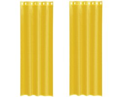 vidaXL - Gordijnen - voile - met - doorvoertules - 2 - st - geel