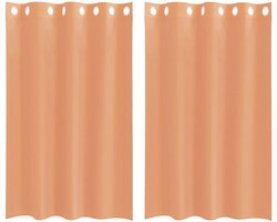 vidaXL - Gordijnen - voile - met - doorvoertules - 2 - st - terracotta