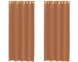 vidaXL - Gordijnen - voile - met - doorvoertules - 2 - st - terracotta