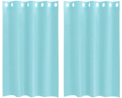 vidaXL - Gordijnen - voile - met - doorvoertules - 2 - st - turkoois