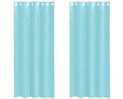 vidaXL - Gordijnen - voile - met - doorvoertules - 2 - st - turkoois