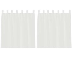 vidaXL - Gordijnen - voile - met - lussen - 2 - st - 140x140 - cm - wit