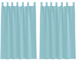 vidaXL - Gordijnen - voile - met - lussen - 2 - st - 140x175 - cm - turkoois