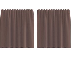 vidaXL - Gordijnen - voile - met - roedezakken - 2 - st - bruin