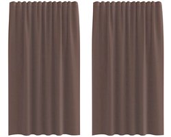 vidaXL - Gordijnen - voile - met - roedezakken - 2 - st - bruin