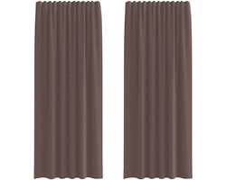 vidaXL - Gordijnen - voile - met - roedezakken - 2 - st - bruin